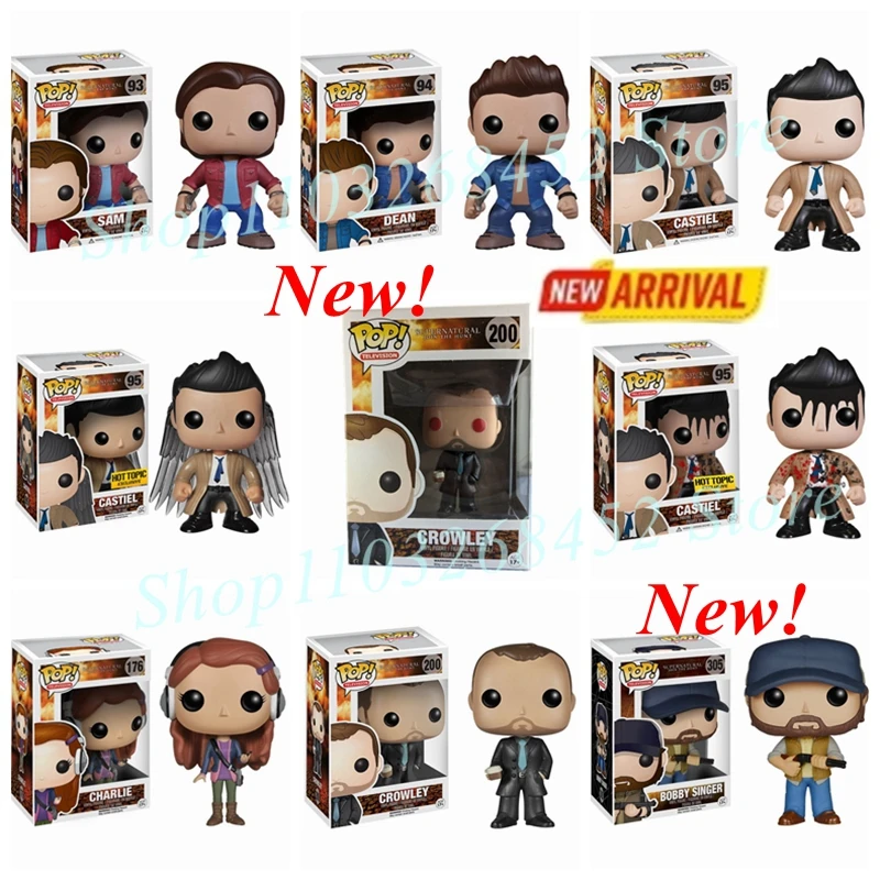 FUNKO POP Supernatural Sam 93 Dean 94 Castiel Wings Blood Castiel 95 Charlie 176 Crowley 200 Bobby Singer 305 Action Figure Toys