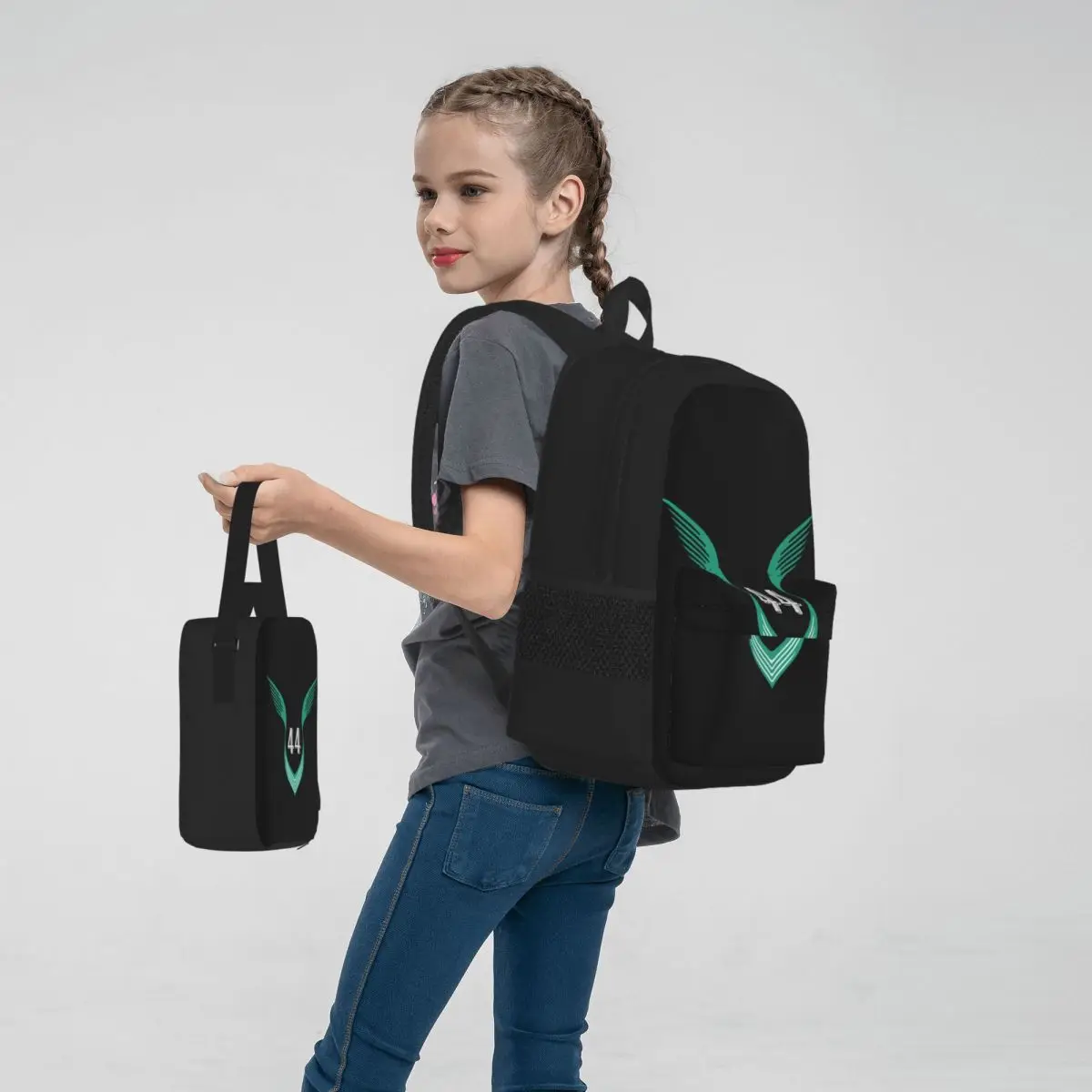 Sacos escolares de desenhos animados para crianças, mochilas Lewis Hamilton 44 F1, mochila para meninos e meninas, mochila para crianças, lancheira, caneta, conjunto de 3 peças