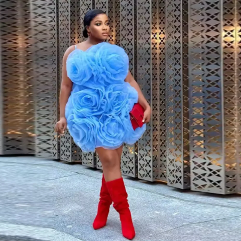 

Светло-голубые платья для выпускного вечера с оборками Спагетти Пышные рюши Aso Ebi Вечерние платья Плюс Размер Вечернее платье