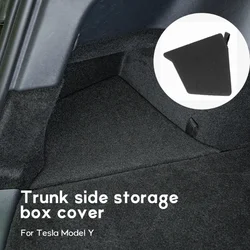 Side Storage Box Lids for Tesla Model Y 2024 Berlin Rear Trunk Organizer Lids Only Flocked Cover Plate Garbage Bins Accessories