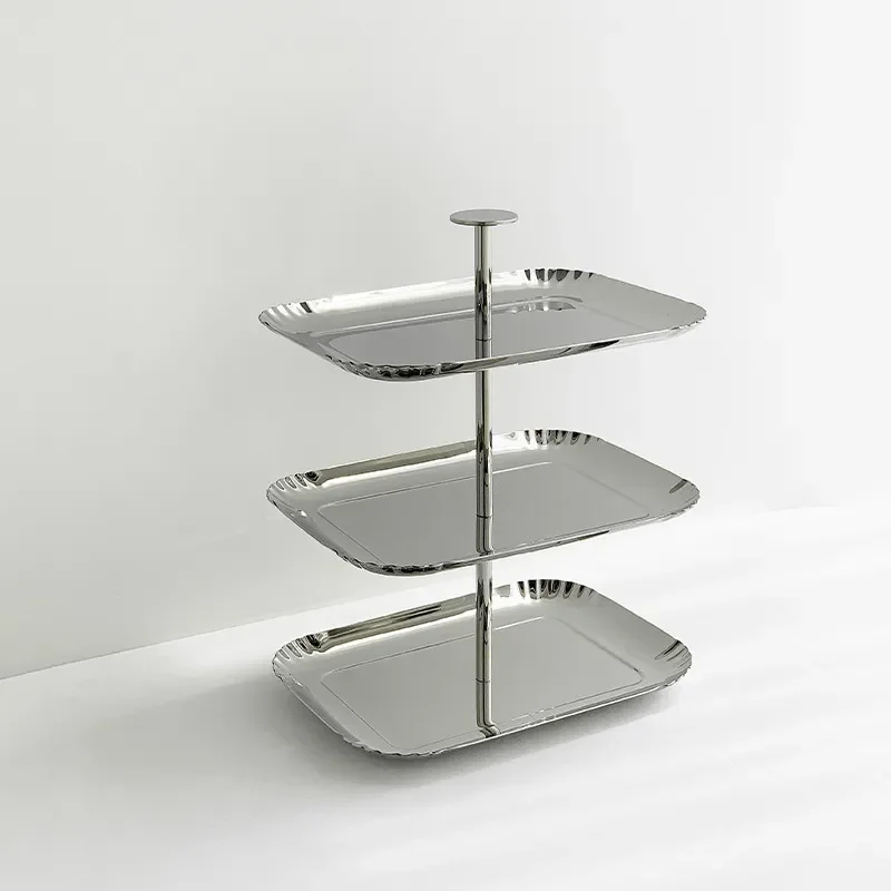 Luxury Stainless Steel Fruit Plate Multi Tier Dessert Stand Creative Cake Display Rack Afternoon Tea Snack Holder for Home