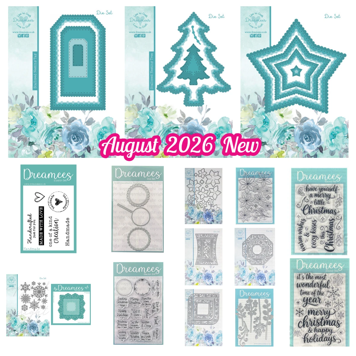 Dreamees Scalloped Inlay Star Christmas Tree Nested Frame August 2026 New Metal Dies Stamps Holiday Phrase DIY Album Greeting