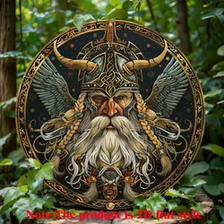 Viking Warrior Aluminum Wall Sign, Round Metal Decor for Home, Cafe, Apartment, Perfect Gift for Halloween & Thanksgiving