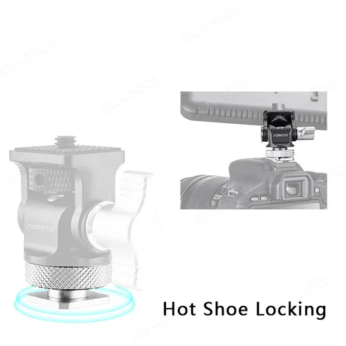 Imagen 2 del producto Mini soporte de montaje para Monitor, cabezal de trípode con adaptador de montaje de zapata fría, giratorio e inclinable ajustable para luz de relleno de micrófono Flash