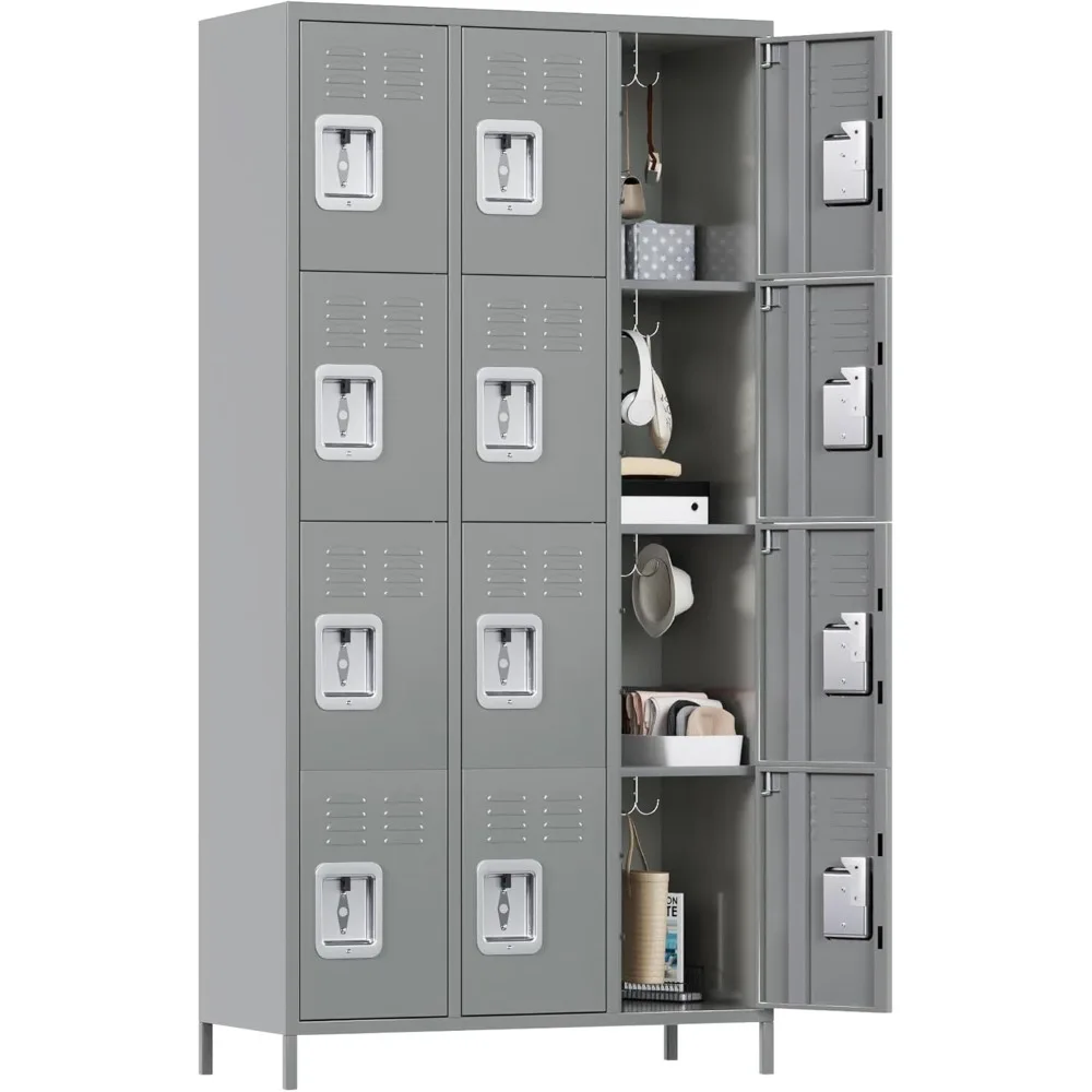

Metal Lockers for Employees with 12 Door & Hooks,Metal Storage Locker with Lock for School Office Gym Bedroom Home,Assembly Requ
