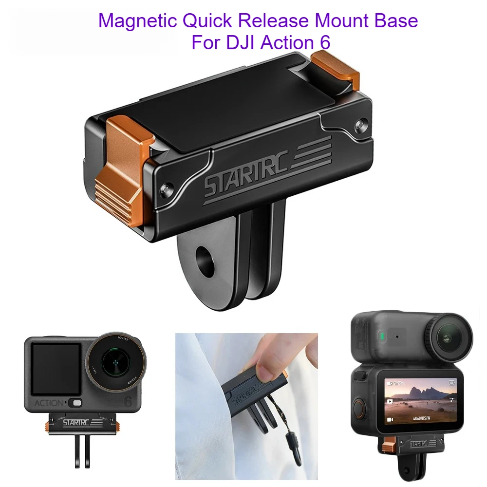 

Magnetic Quick Release Mount Base For DJI Action 6/Osmo Nano Expansion Bracket Adapter 1/4 Screw Interface Accessories