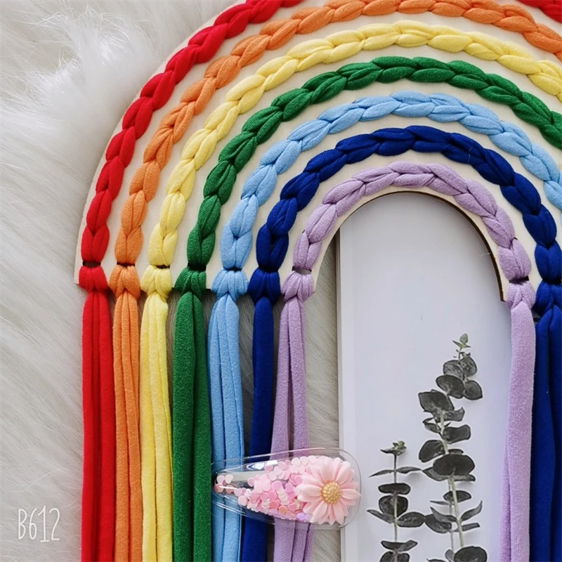 Baby Girl Hair Accessories Rainbow Unicorn Hair Wall Hanging Decor Hair Bows Storage Belt Hair Clips Girl Room Decor Ornament