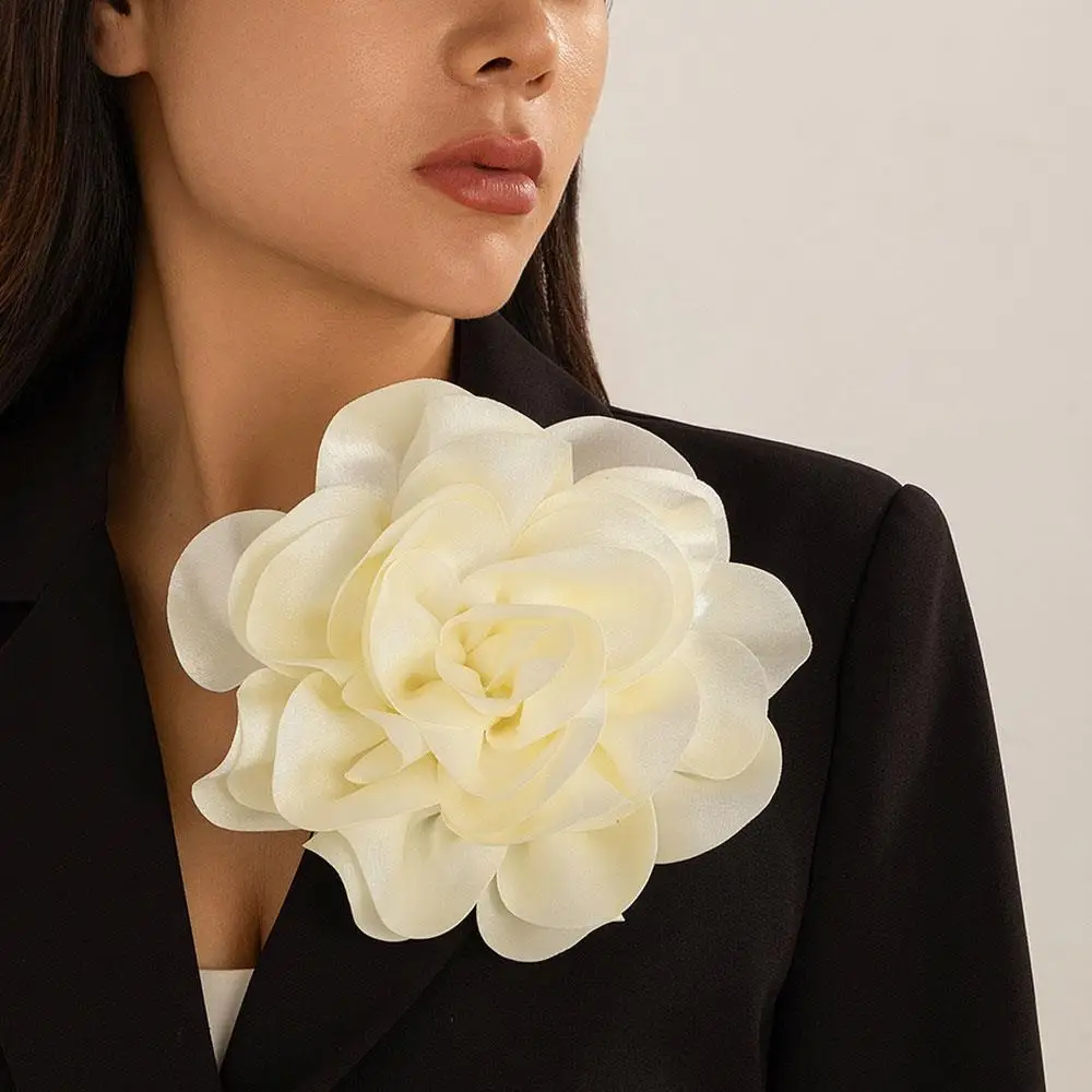 

20cm Women Brooch Multilayer Exaggerated Satin Large Flower Brooch Wedding Jewelry Skirt Shirt Decor Pins Chest Rose Corsage Pin