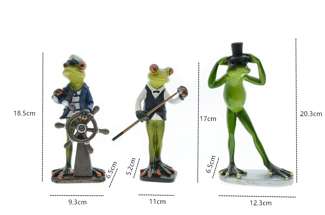Resin Funny Long-legged Frog Figure Figurines Sail Captain Sculpture Snooker Player Statue Home Decor Crafts Personalized Gift