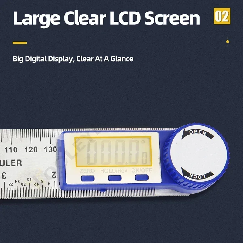 Electronic Angle Meter 360 Degree Protractor Digital Goniometer Carpentry Tools Angle Finder Multifunctional Metal Square Ruler