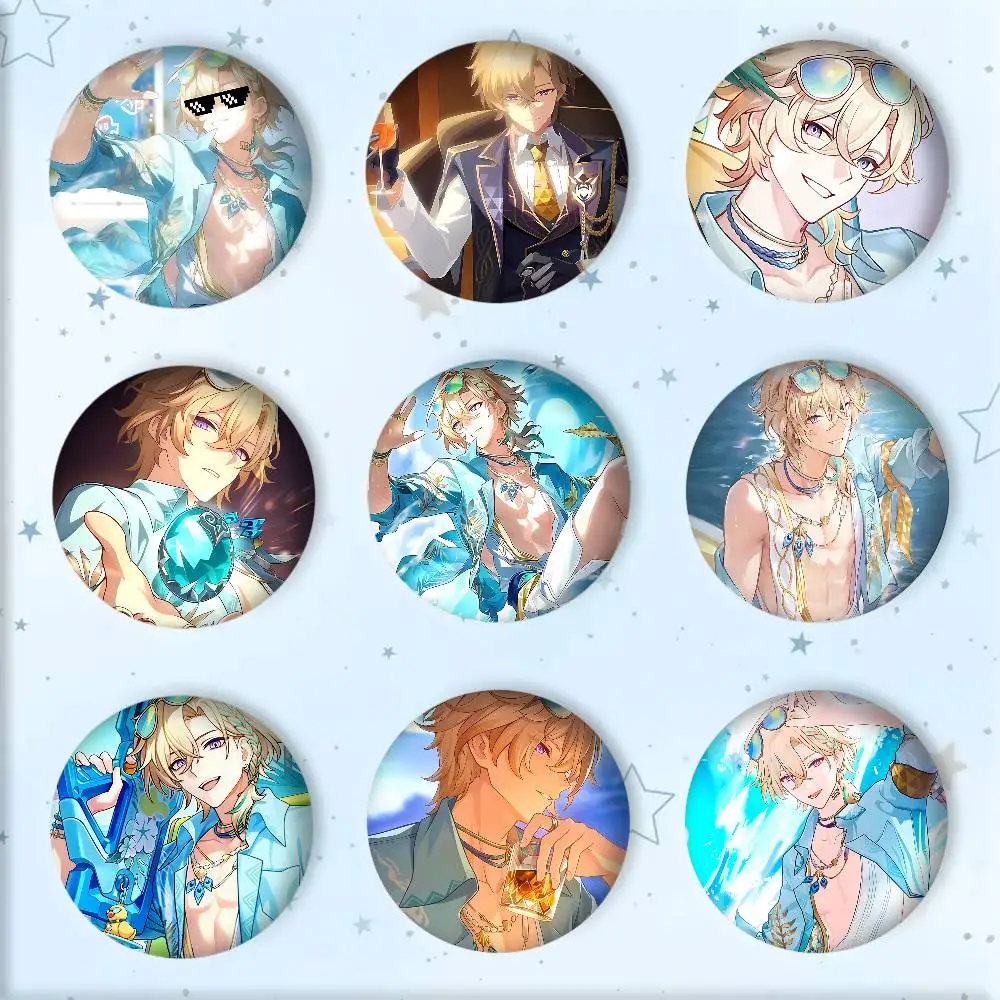 Game Honkai Star Rail Aventurine Waveflair Badges Round Cosplay Pin Bag Decor Fans Collect Friends Gifts Brooch