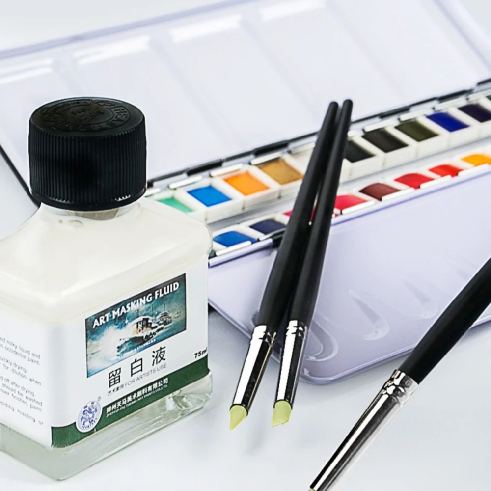 1 قطعة سائل إخفاء الفن 75 مللي زجاجة البقاء غطاء الصباغ الأبيض السائل لون الماء وسائل الإعلام الطلاب الفنانين المائية اخفاء السائل