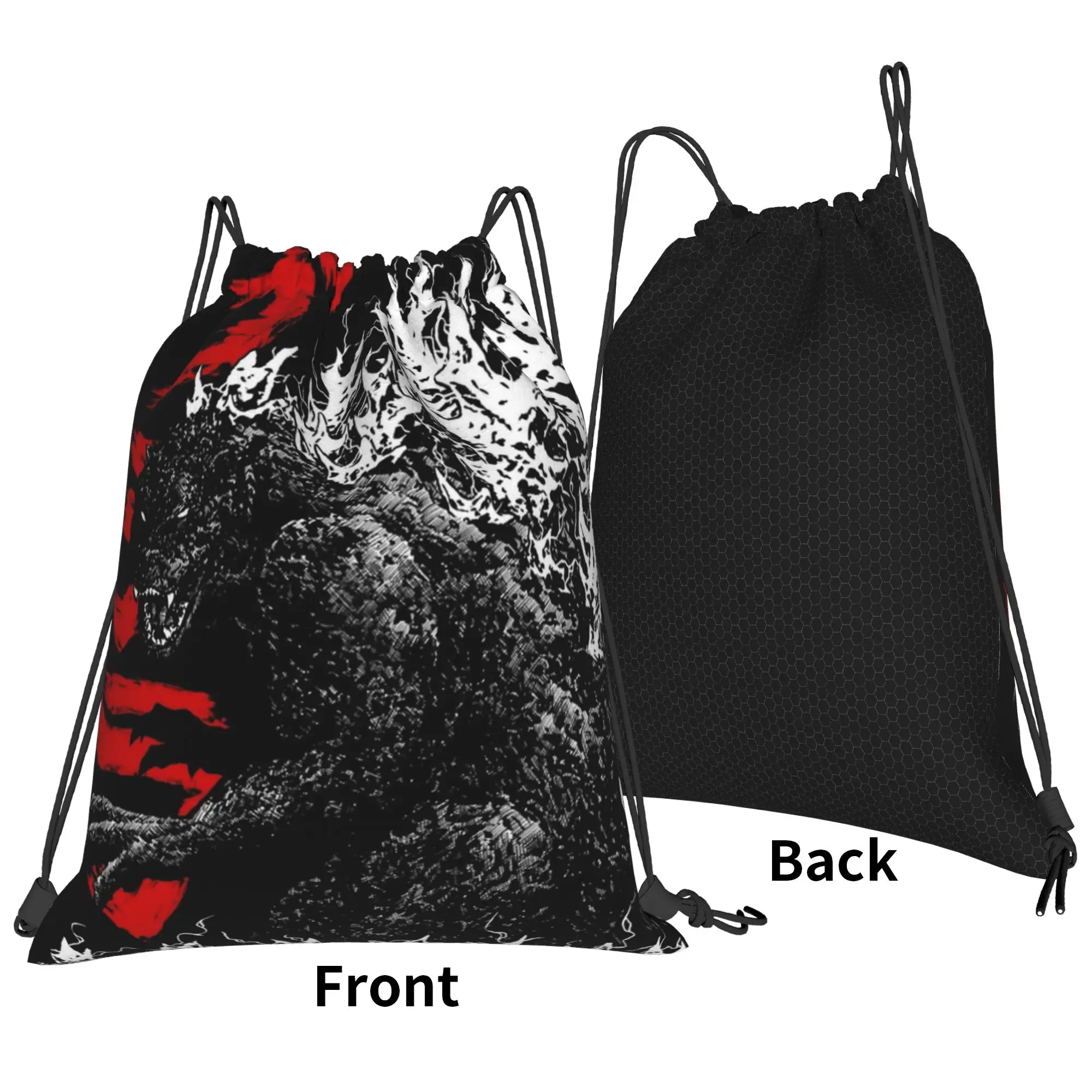 1 pc Angry Roar Godzilla Print Drawstring Bags Men Women Storage Backpack Teenager Travel Bag view 3