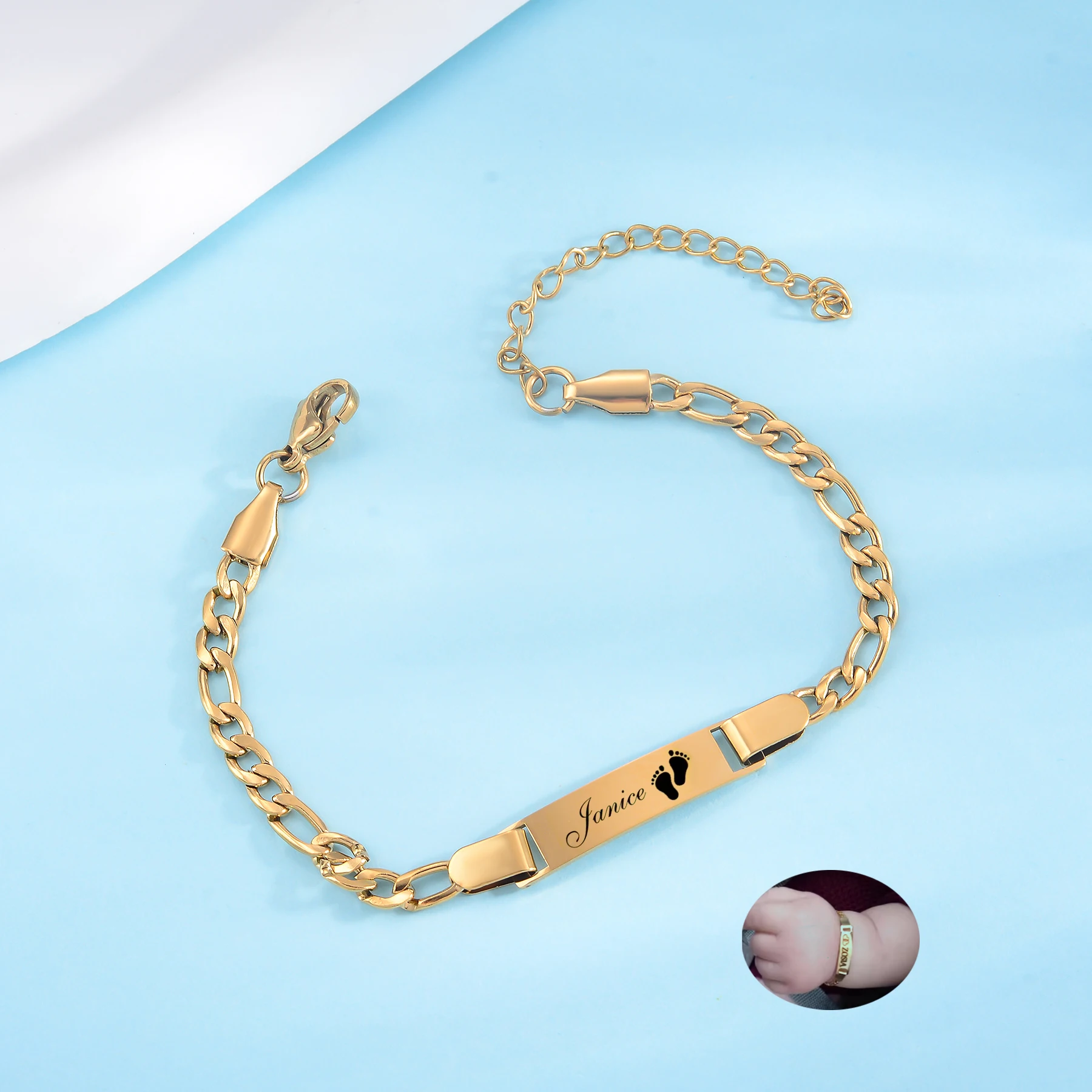 

Personalize Custom Baby Girls Name Bracelet Stainless Steel Adjustable Kids Bracelet Gift to New Mom