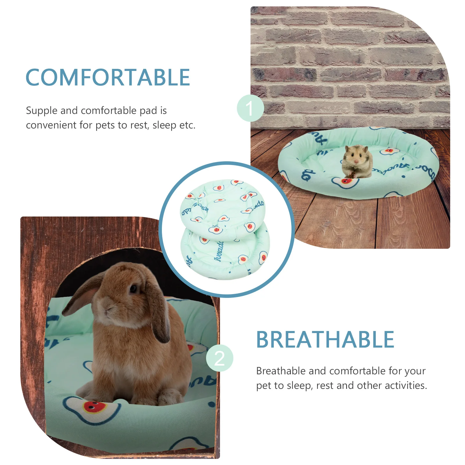 

2 Pcs Sleeping Ice Silk Pet Pad Cushions Hamster Cooling Mat Guinea Pig Small Bedding