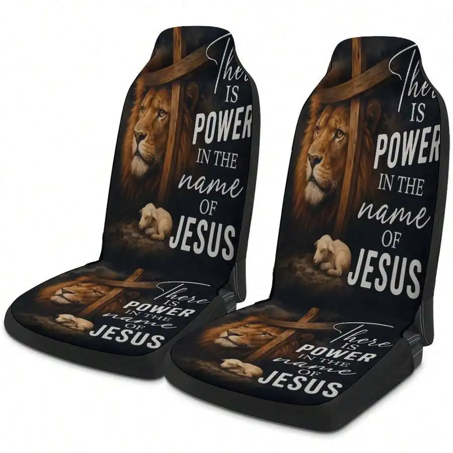 

Christian Lion And Lamb Jesus Car Seat Covers Faith Power In Name Of Jesus Universal Auto Interior Decor