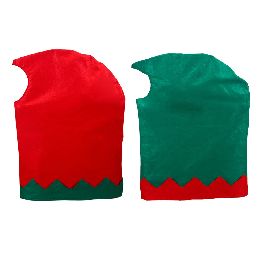 

2 pcs Chair Cover Red Green Christmas Decor Non woven Fabric Seat Back Slipcover Dining Banquet Eco friendly Reusable