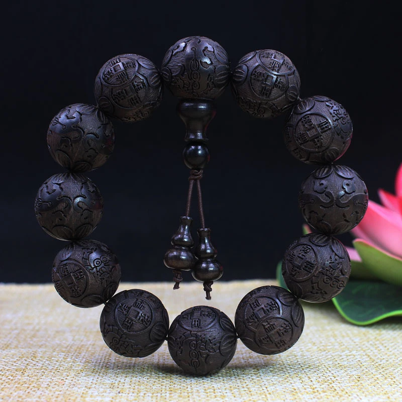

carved 20mm, Ebony gourd accessory Buddhist bead bracelet