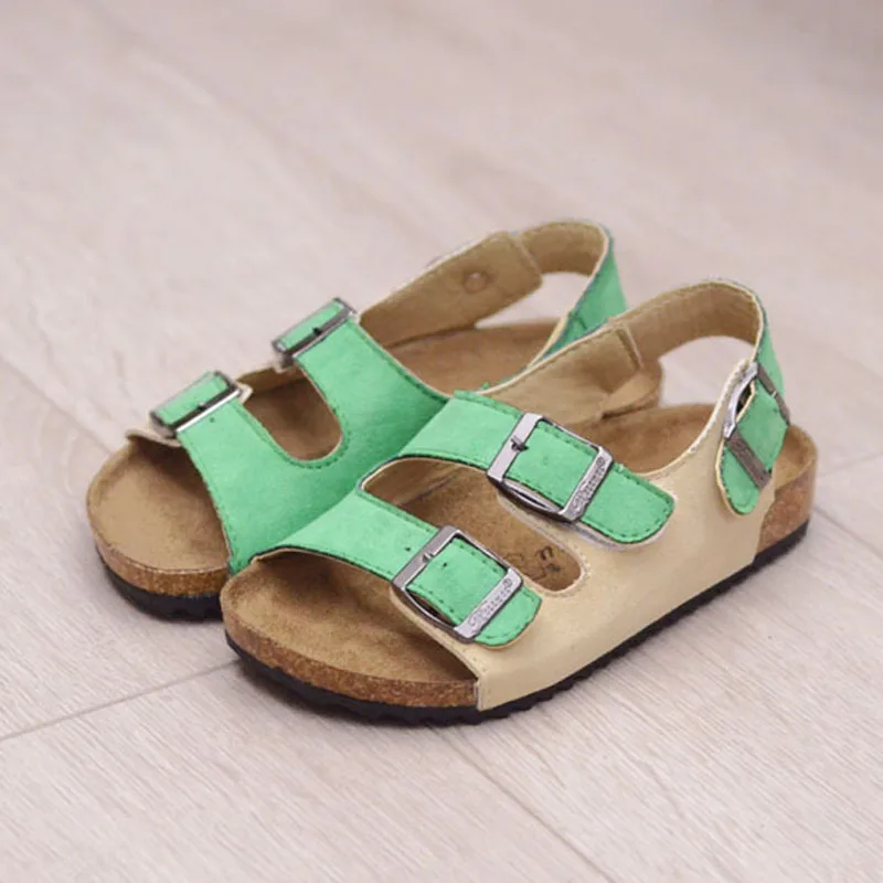 Summer Boys Shoes Girls Sandals Kids Double Buckle Cork Shoes Child Flip flops Anti-Skid Sandalias Fashion Beach Shoes CSH1386