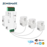 Zemismart 120A Zigbee WiFi 3 Phase Energy Meter Smart Din-rail Power Monitor Withdrawable Split-core CTs Works with Tuya App