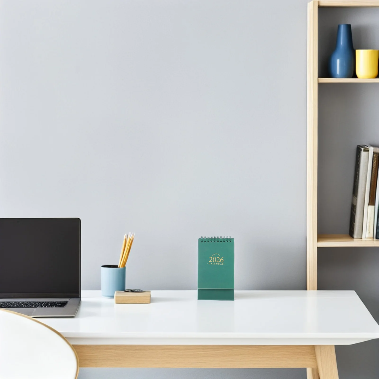 2026 تقويم مكتبي صغير تصميم أنيق رفيع للغاية مع مخطط يومي مربوط بسلك مزدوج للمكتب والمنزل الجمالي