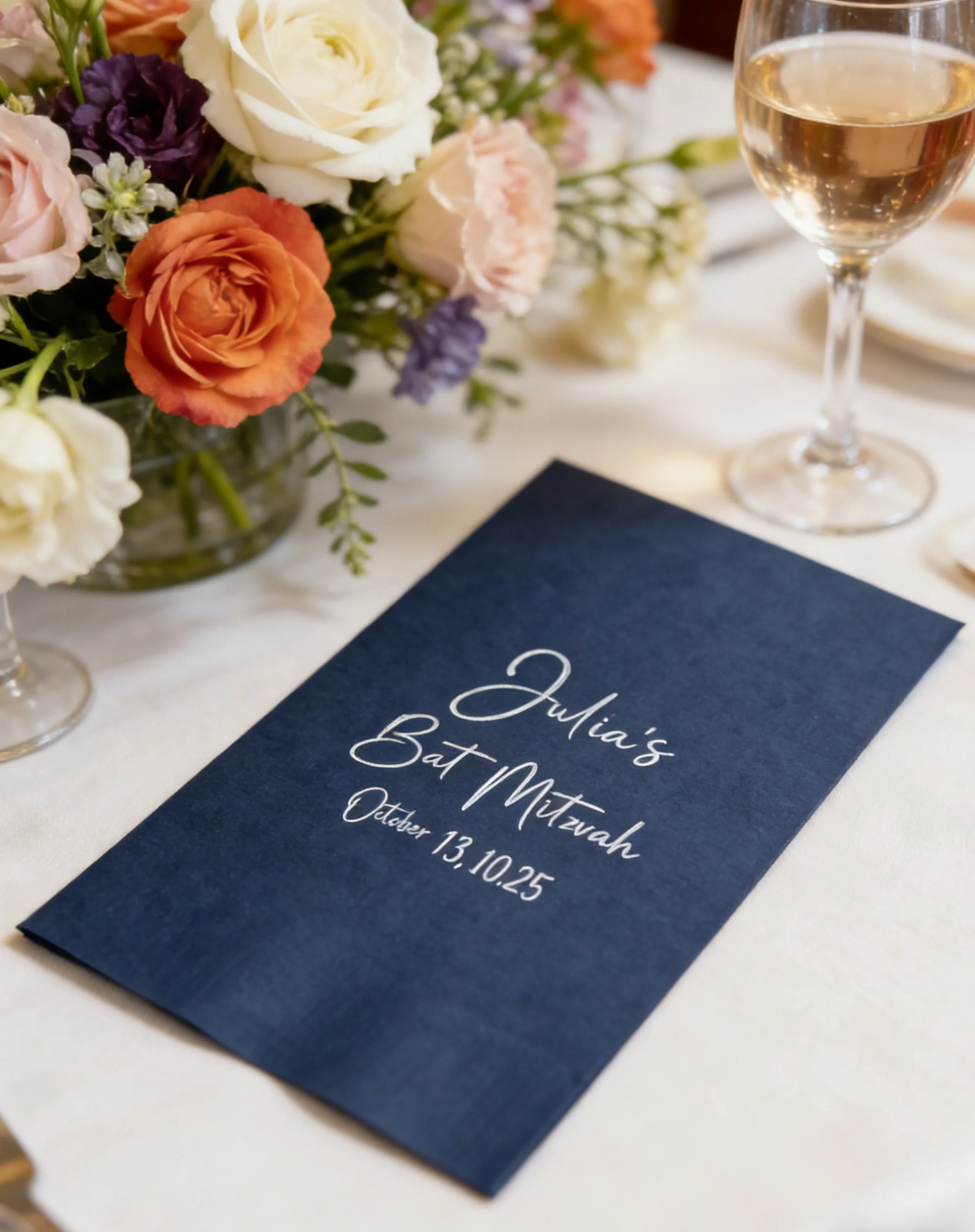 

Набор из 100 персонализированных бумажных полотенец и салфеток с индивидуальной печатью и монограммой для Бар-мицвы/Бат-мицвы