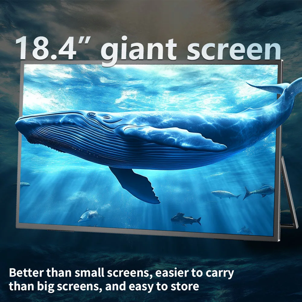 18.4 Inch 4K Portable Monitor Travel IPS Display Gaming Screen For PC Laptop Phone HDR FreeSync Ultra-Slim & Lightweight