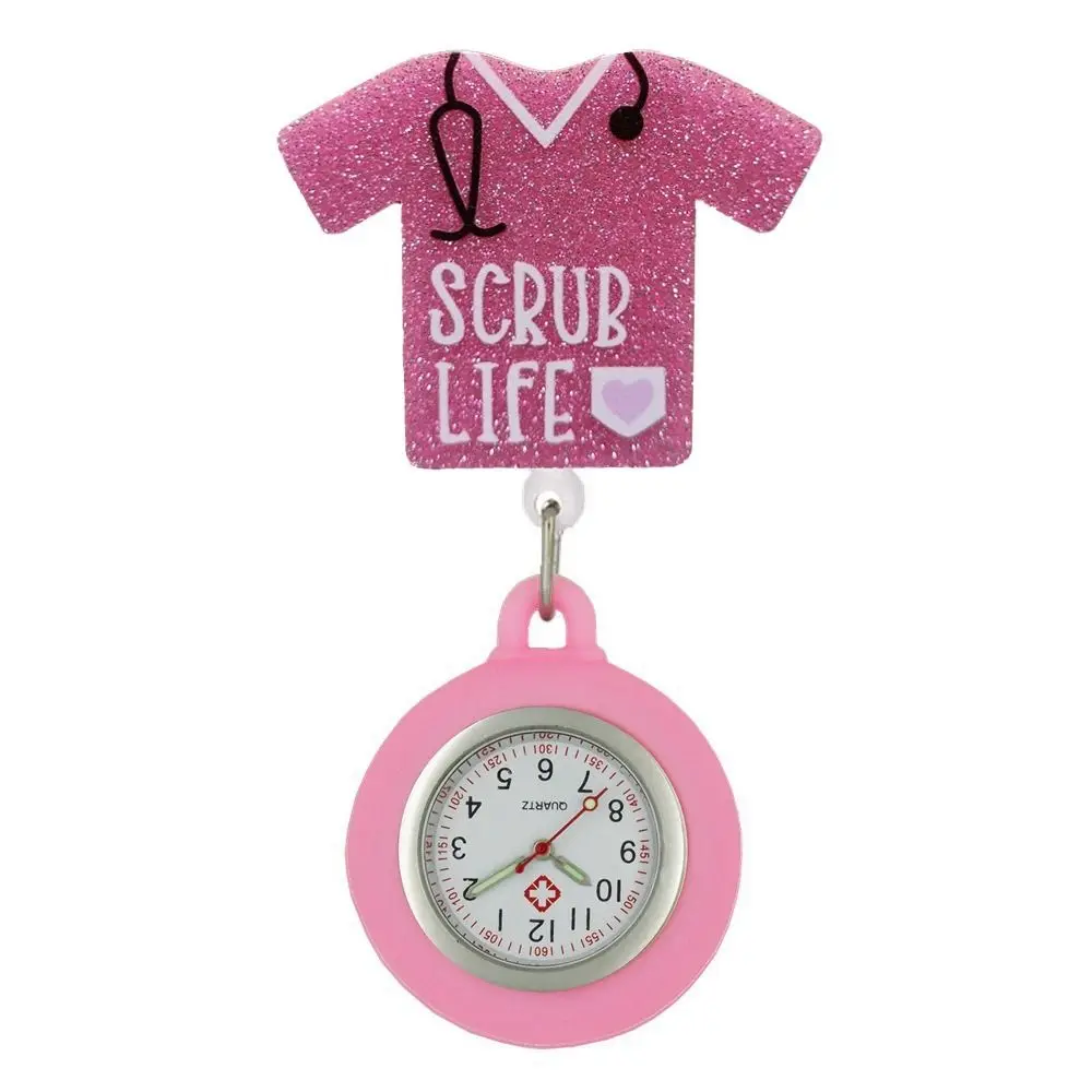 

Women PVC Retractable Watch Brooch Gift Lovely Nurse Pocket Watches Cute Colourful Doctor Badge Reel