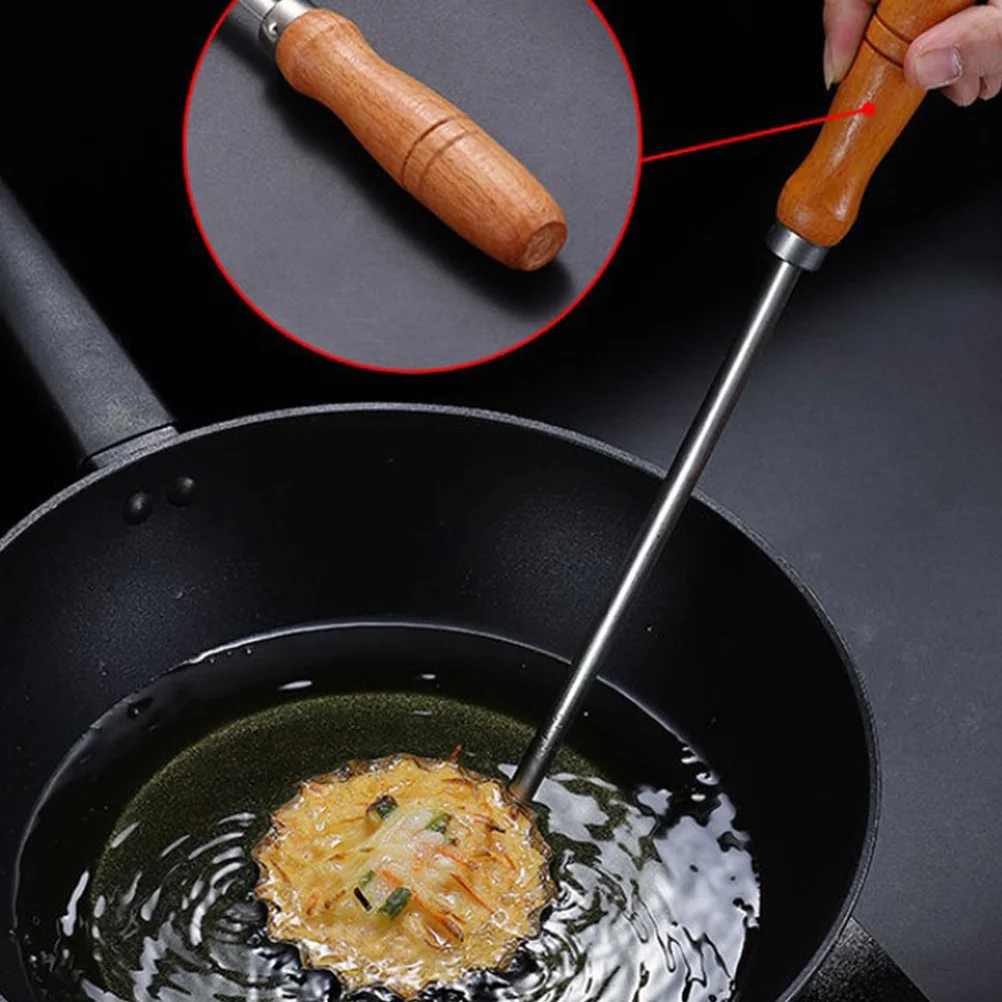 

Oil Dumpling Mold Stainless Steel Flat Frying Spoon Long Handle Non-Rust Cooking Spoon For Home Kitchen Restaurant