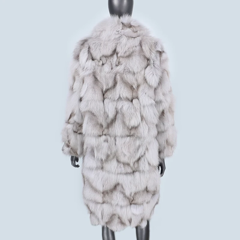 Furyourself 2023 Nieuwe X-Lange Natuurlijke Echte Fox Rex Konijnenbontjas Winterjas Vrouwen Bovenkleding Streetwear Dikke Warme Korea Los