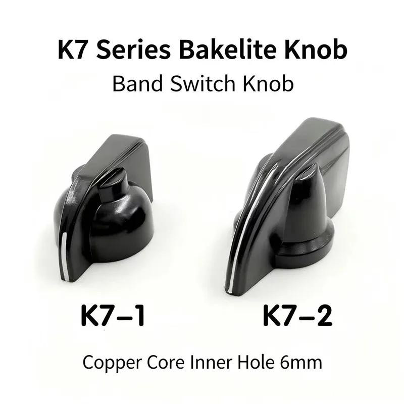 10PCS K7 Bakelite Knob  K7-1 K7-2 Chicken Beak Knob 6mm Inner Hole Copper Core Set Screw Fix Rotary Knob For KCT KCZ Band Switch