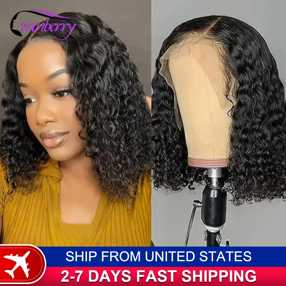 Human Hair Lace Wigs HD Transparent Water Wave Short Curly Bob Wig 13x4 Lace Frotal Wig Cranberry Hair 4x4 Lace Closure Wig