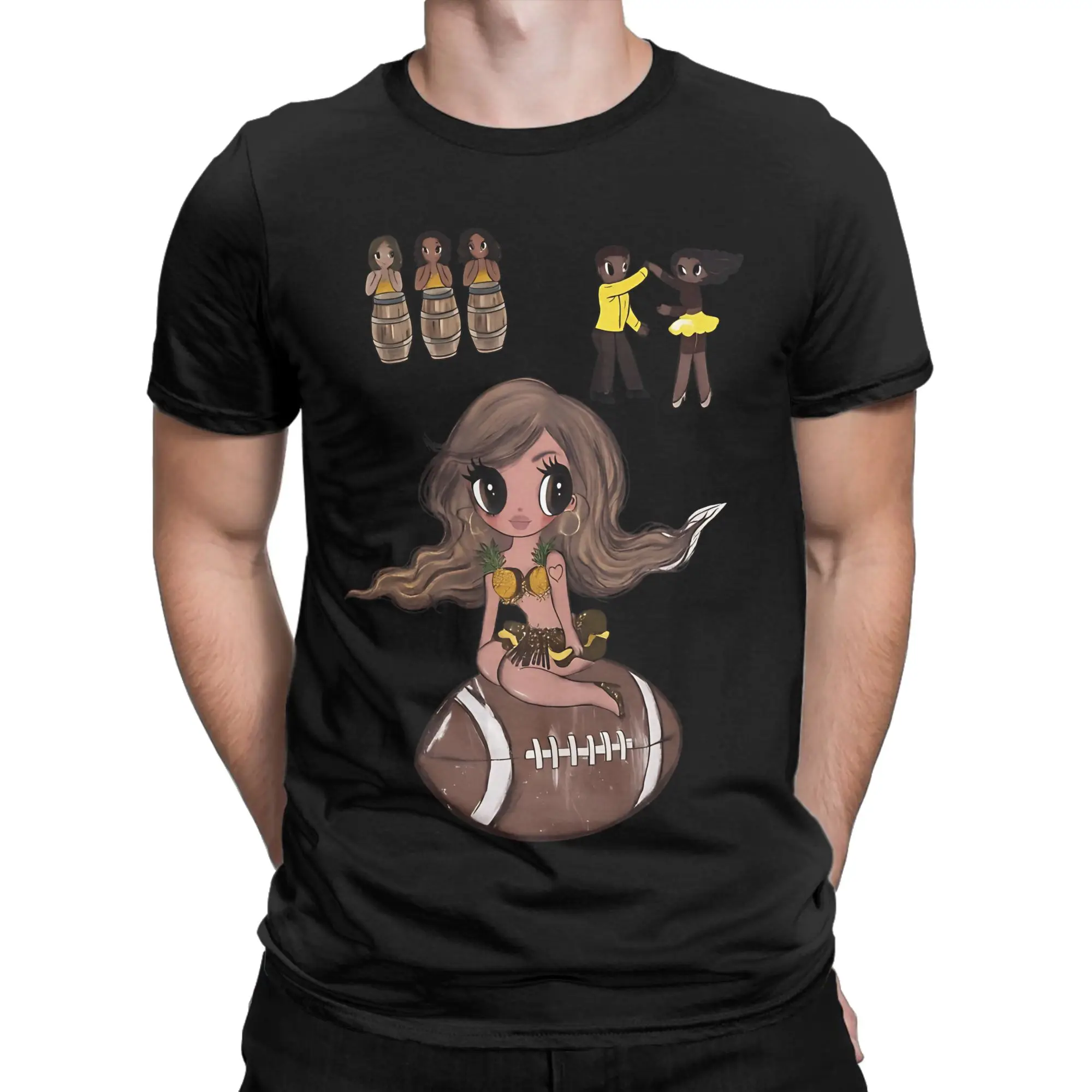 Karol G Chibi Latina Girl On Football With Dancer Characters T-Shirt Summer Y2K Casual T Shirts Cotton Tshirt For Men's Tees