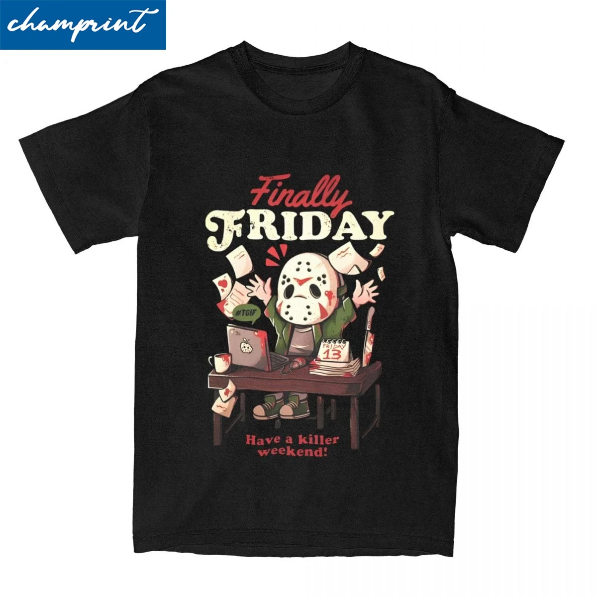 

Funny Jason Voorhees Friday 13th T-Shirt Men's Crewneck Short Sleeve Clothes Cotton Summer Top Tee