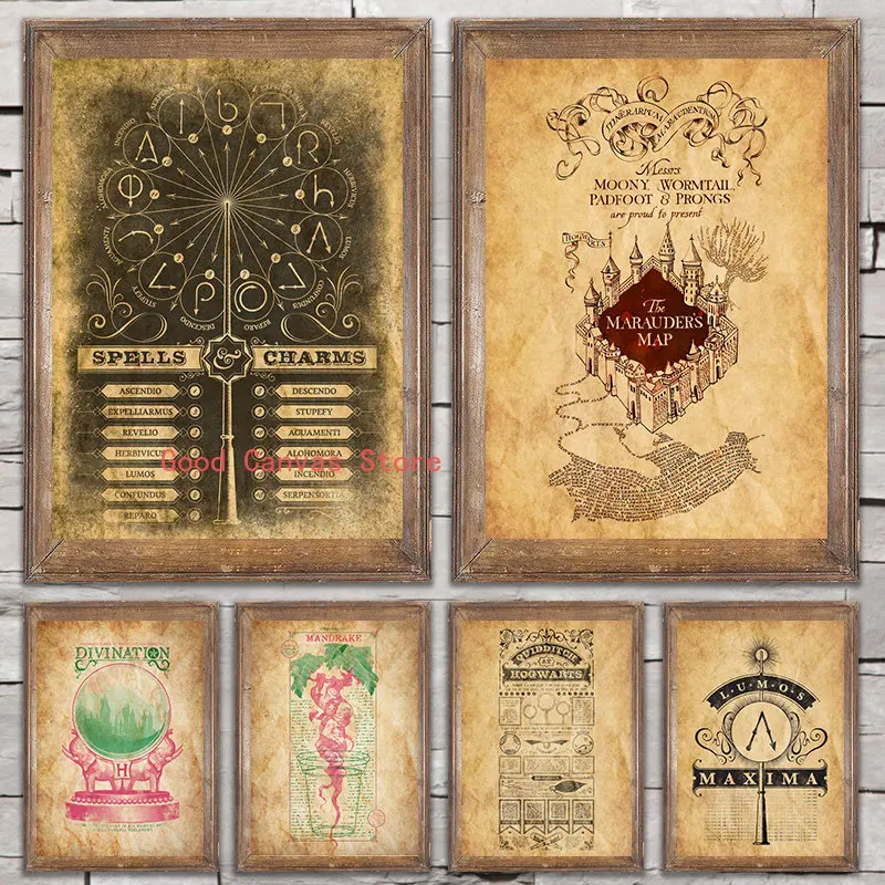 Magical Must Haves Retro Posters Spells & Charms Chart Canvas Painting HD Print Abstract Wall Art Picture Living Room Home Decor