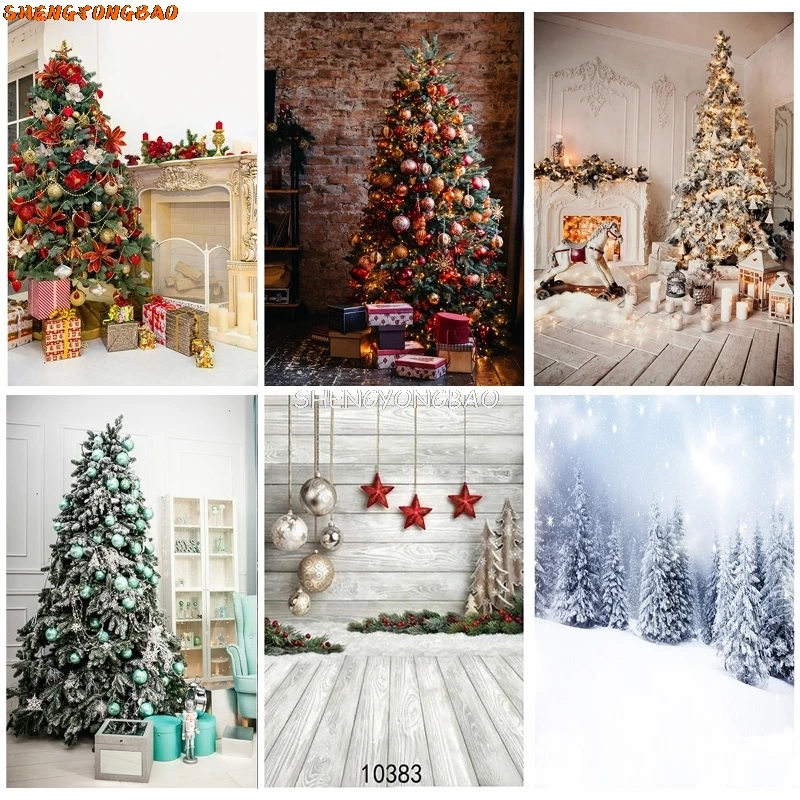 

SHENGYONGBAO Christmas Theme Photography Background Snowman Christmas tree Backdrops For Photo Studio Props ZLSY-57