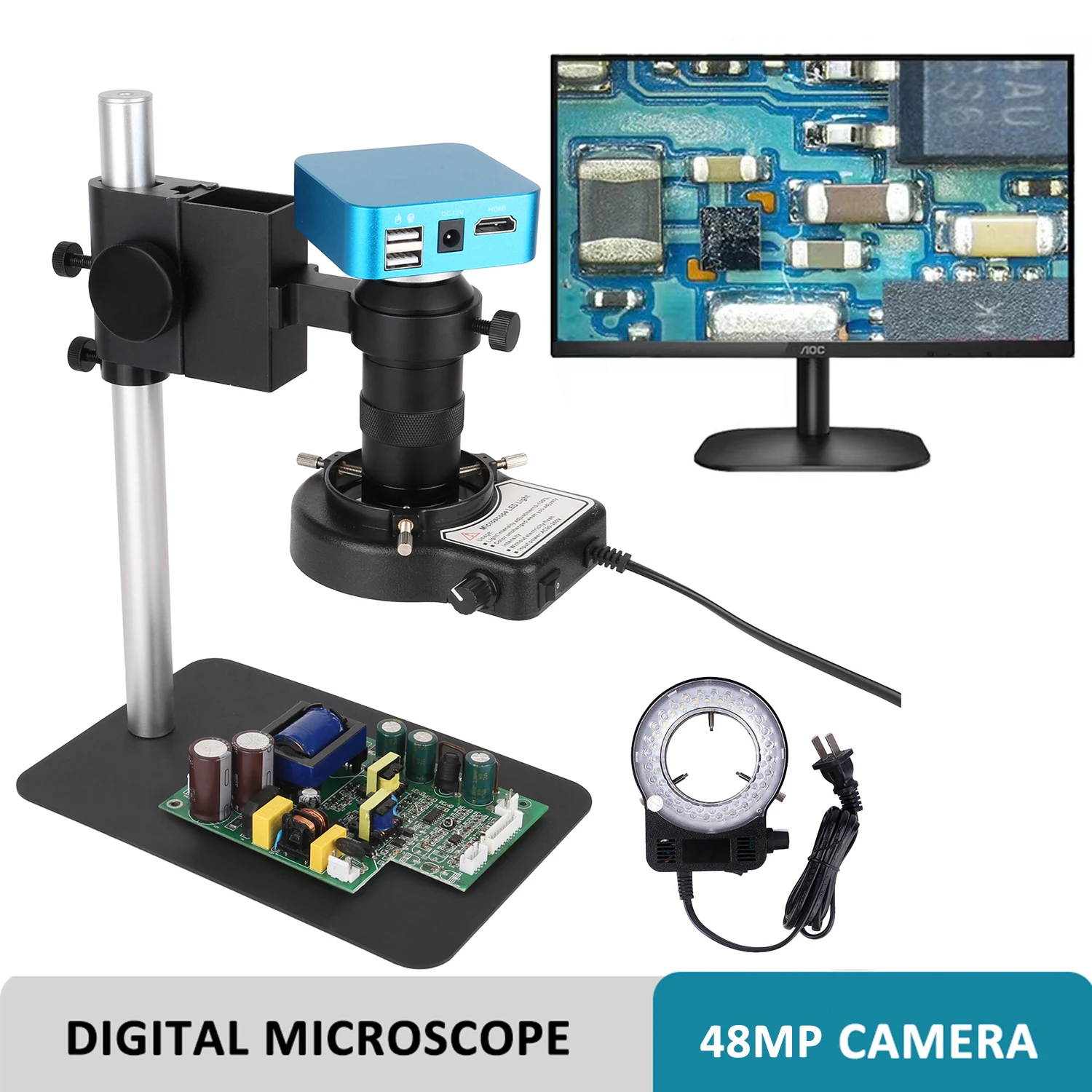 Yizhan 4K 48MP Industrial Lab Vedio microscopio 1080P HDMI USB microscopio fotocamera lente d'ingrandimento 130X C Mount Lens PCB Jewelry Repair