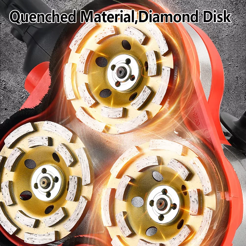 ماكينة صنفرة محمولة بثلاثة رؤوس خالية من الغبار، مطحنة خرسانة لإعداد سطح الخرسانة من الأرض إلى الأرض #5