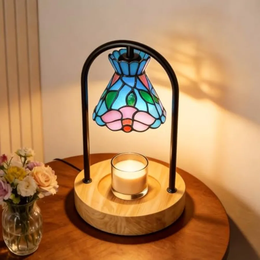 

Dimmable Electric Wax Melter with Timer - Cherry Blossom Tiffany Candle Lamp for Scented Candles, Stable Arch Design with Natur