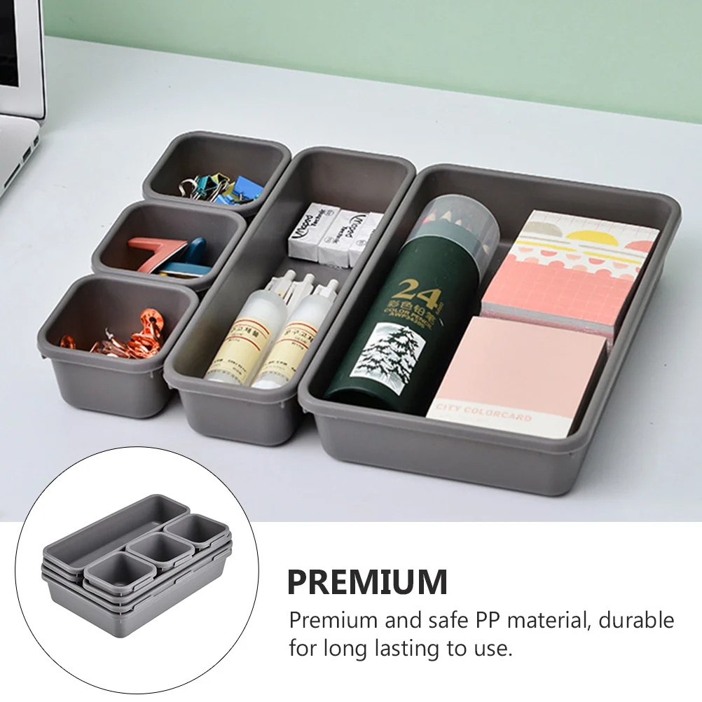 8 Pcs Lockers Drawer Storage Box Containers Household Supplies Desktop Organizer Boxes Light Grey Office