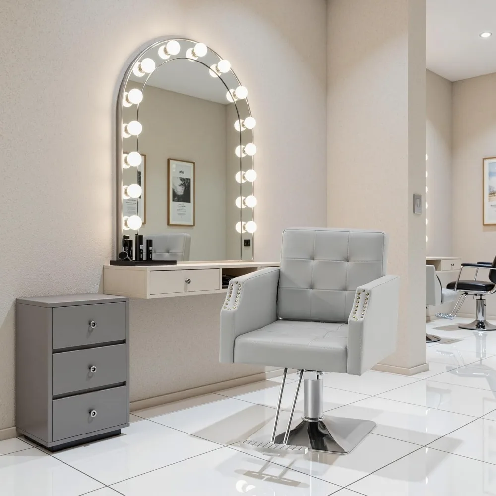 

Classic Salon Chair for Hair Stylist, Hydraulic Barber Styling Chair, Beauty Salon Spa Equipment 8818 (Grey)