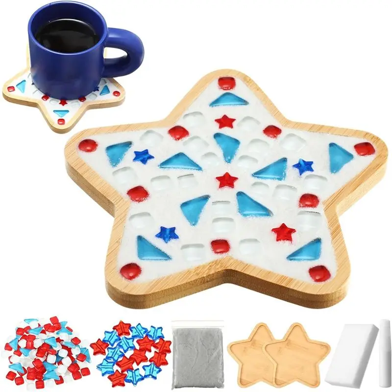 

AA05 2 комплекта DIY стеклянная мозаичная плитка красный, белый, синий подарок для взрослых патриотическое украшение ручной работы для дома