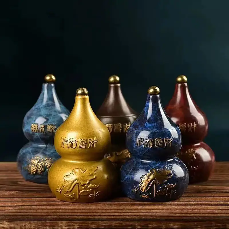 Pure copper water-repellent gourd ornament for living room decoration, carp for purifying and resolving impurities, water-contro