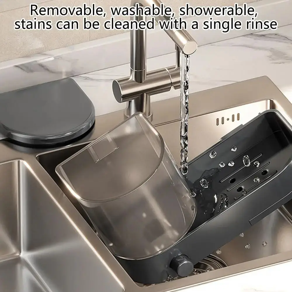 with Drain Tray Wall Mounted Soap Dispenser Large Capacity with Sponges Holder Dishwashing Liquid Holder Easy To Install