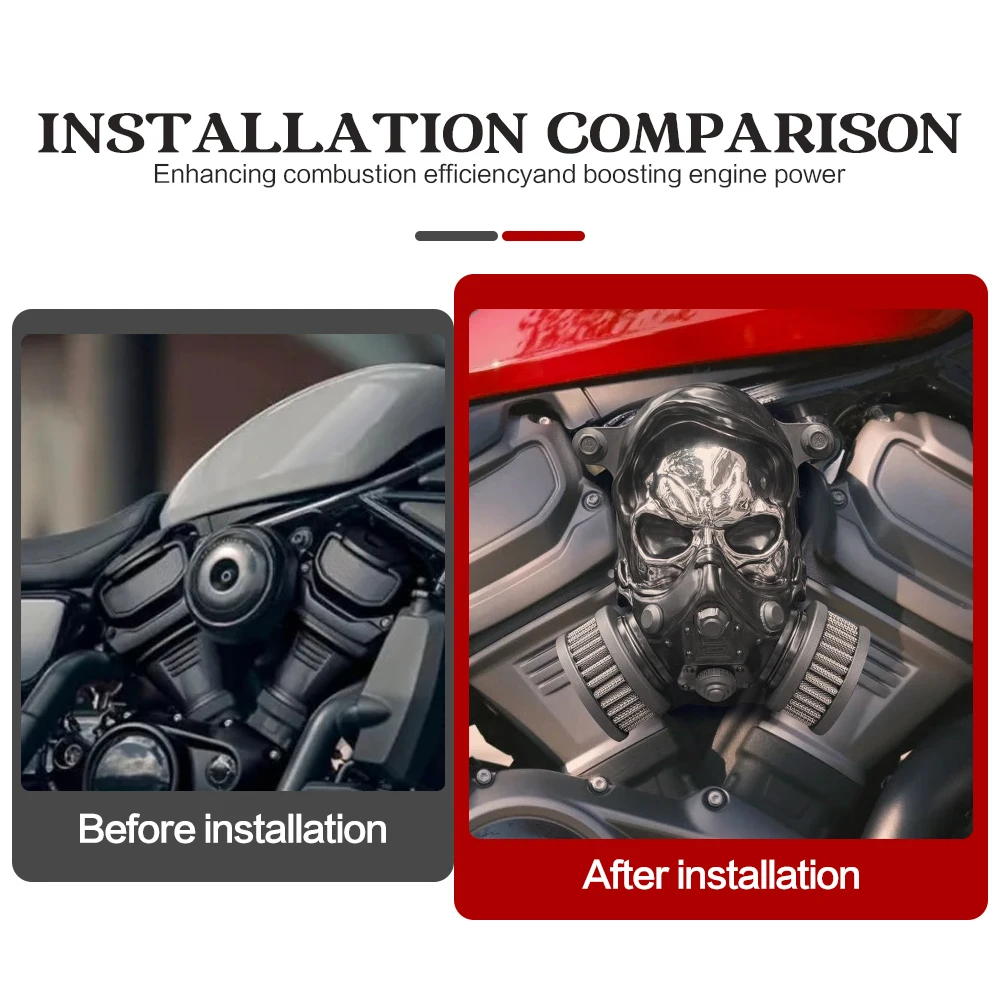 Motorcycle Accessories Air Cleaner Intake Filter System Aluminum Skull Style For Nightster 975 RH975 S 2022 2023 2024 2025 - Image 3