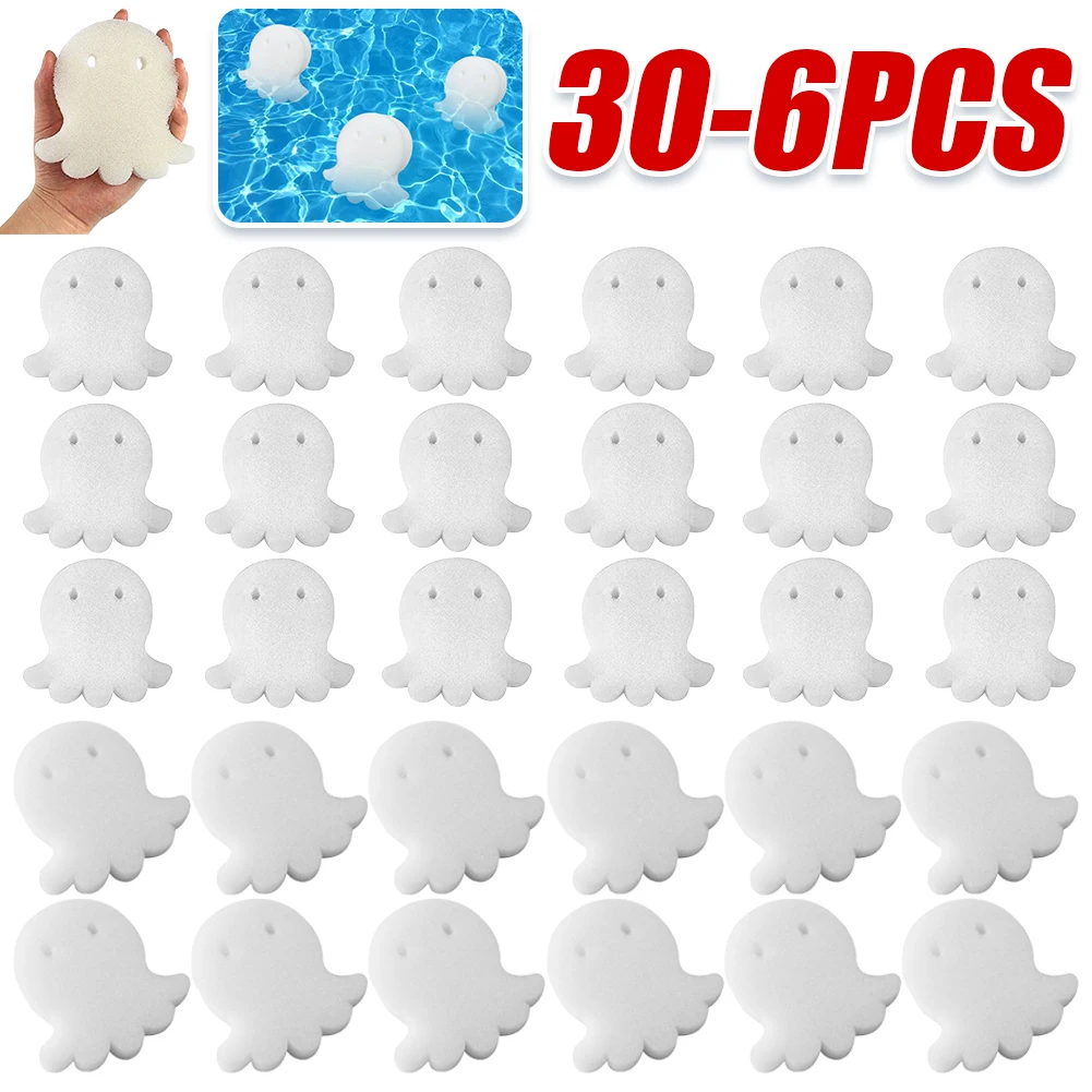 6-30Pcs Swimming Pool Octopus Oil Absorbing Filter Sponge SPA Floating Cleaning Tools Swimming Pool Spa Pond Tub Accessories