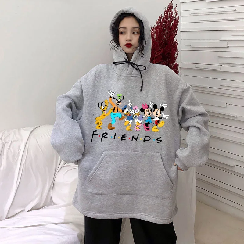 Friends hoodies cartoon Mickey Minnie mouse ladies cute warm sweatshirt Harajuku style cartoon kawaii hoodie women clothing