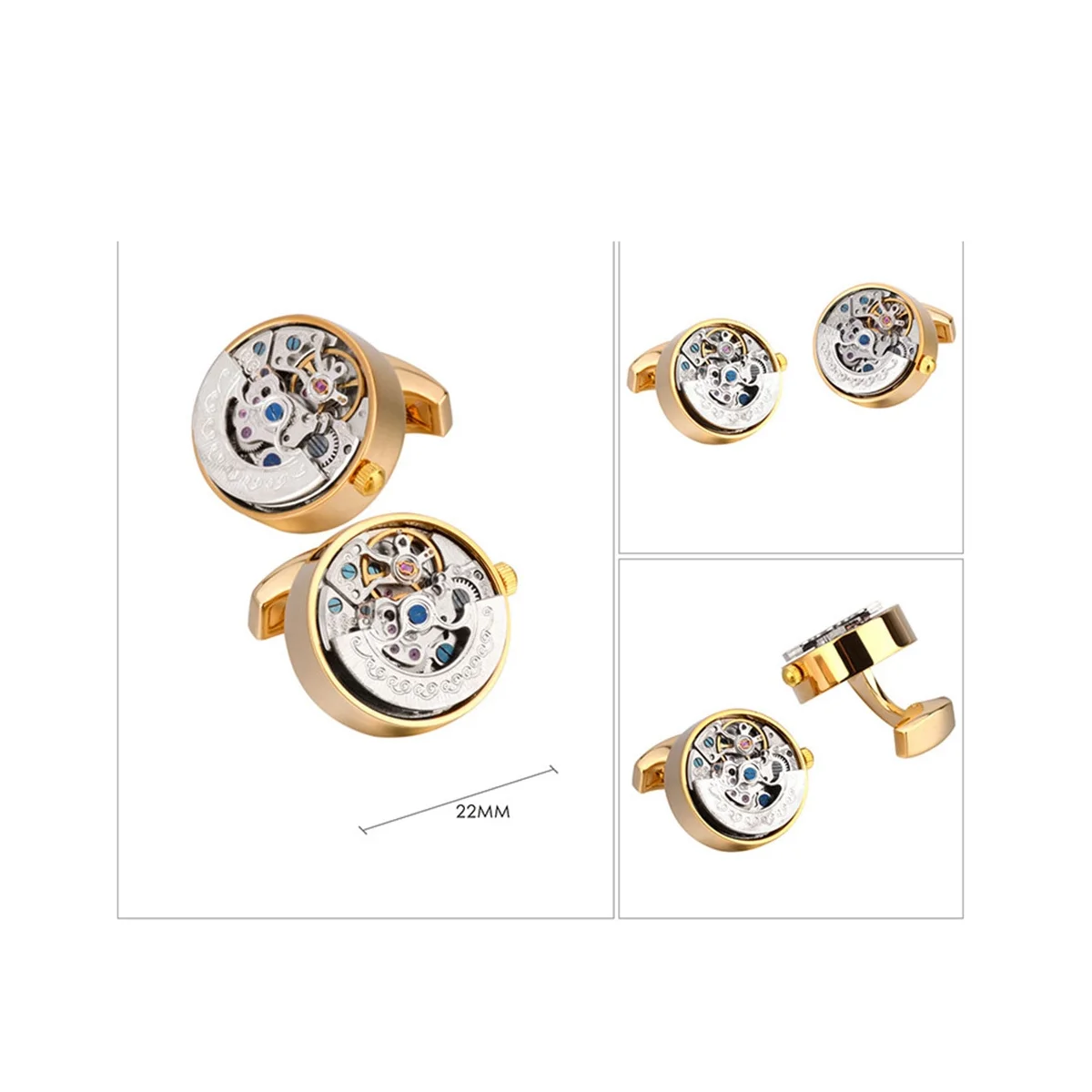 Movement Cufflinks Gear Precision Carving Fully Automatic Mechanical French Shirt Cufflinks Men's Sleeve Nails, A