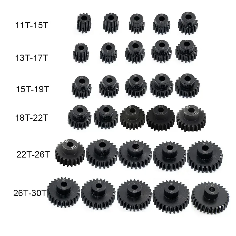 High Quality 11T-30T Material Harden M1 5mm Shaft Metal Pinion Motor Gear for 1/8 RC Buggy Truggy Monster Truck