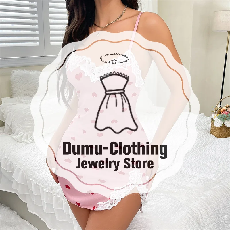 

Casual Sleepwear Women Lace Long Suspender Pants Sexy Home Outfit Two-Piece Set